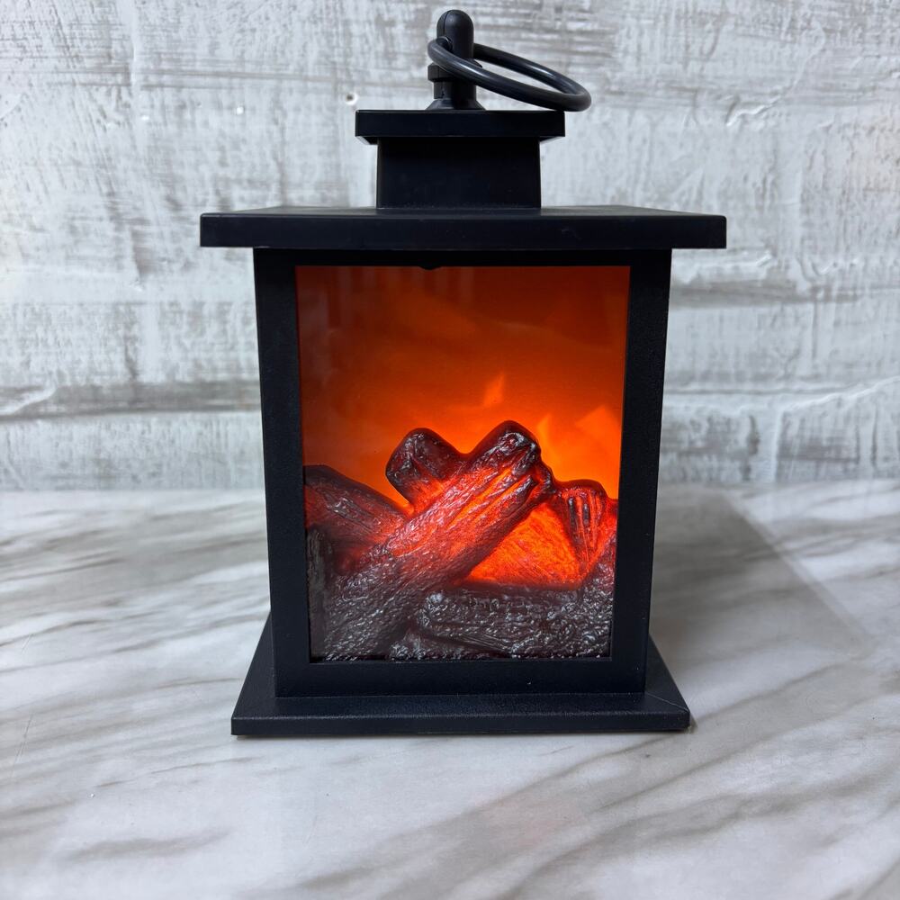 Mini Matte Black LED Fireplace Lantern